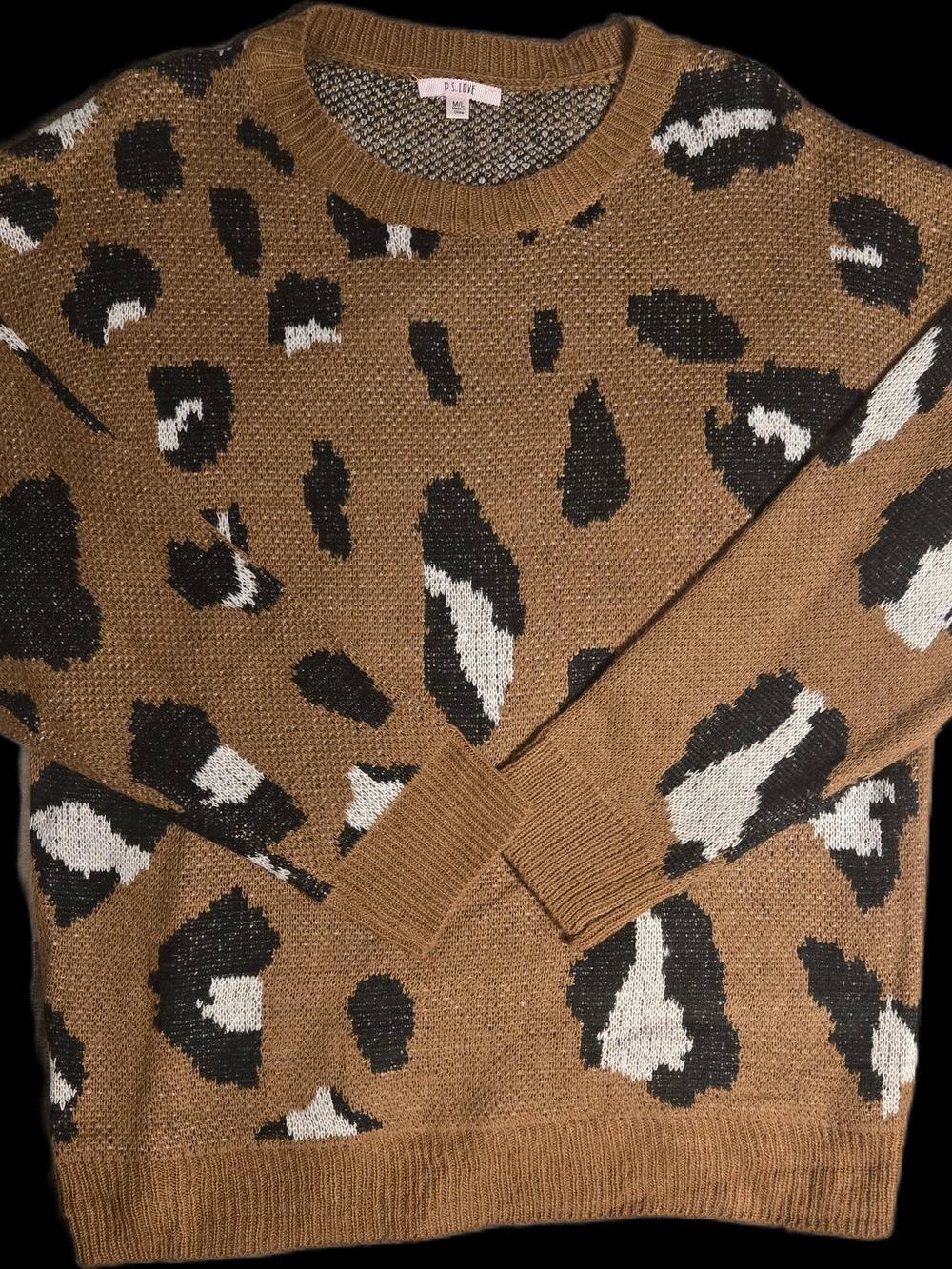 Pistola Camel Leopard-Print Crewneck Sweater